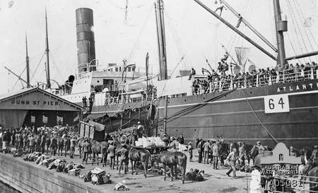 Loading Horses for the NSW Citizens Bushman's Contingent to China on the Atlantia, Sydney